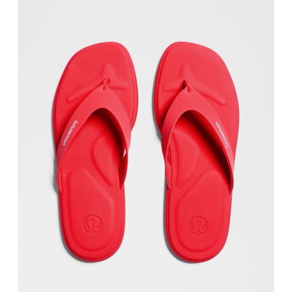 Lululemon Womens Restfeel Flip-Flop Red Glow/White Size 8 NWB Sold Out - Picture 2 of 10
